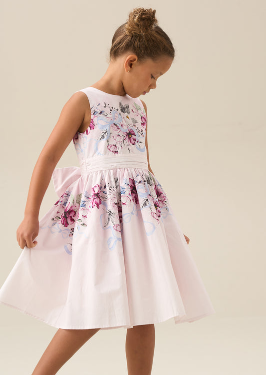 Elisa Blush Print Bow Back Dress