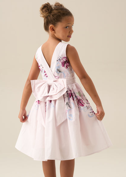 Elisa Blush Print Bow Back Dress