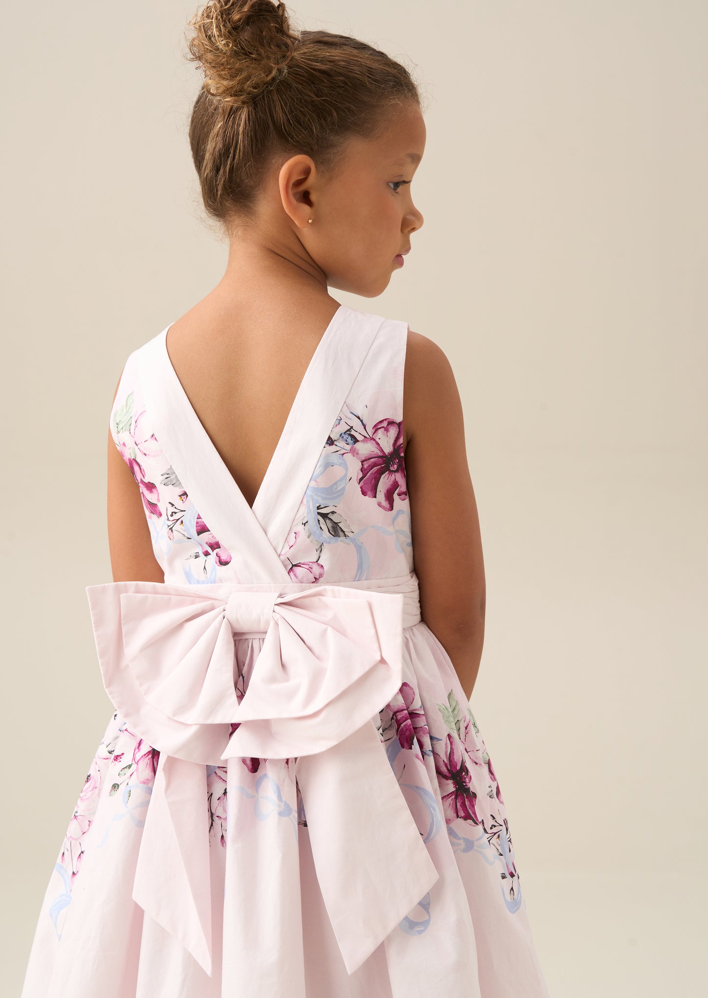 Elisa Blush Print Bow Back Dress