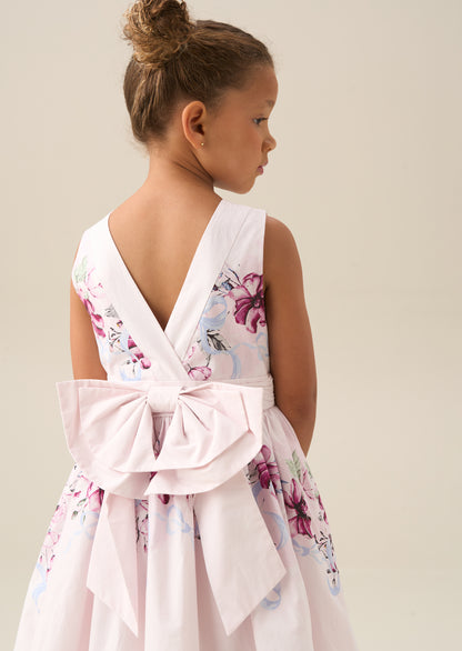 Elisa Blush Print Bow Back Dress