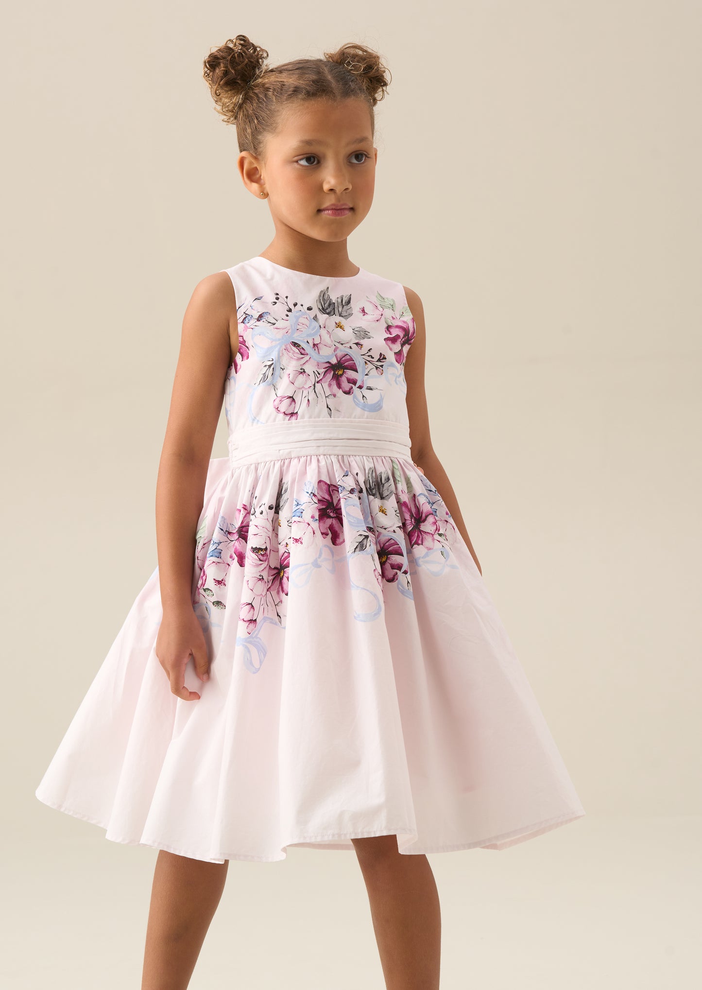 Elisa Blush Print Bow Back Dress