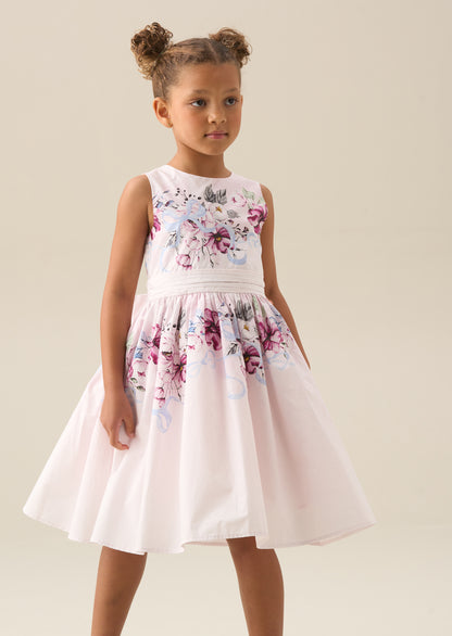 Elisa Blush Print Bow Back Dress