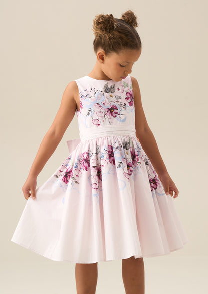 Elisa Blush Print Bow Back Dress