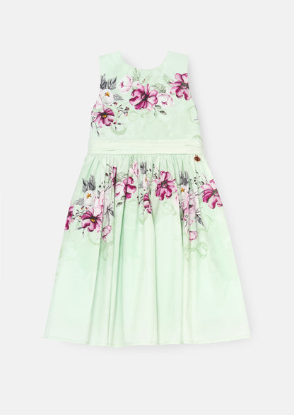 Elisa Mint Print Bow Back Dress