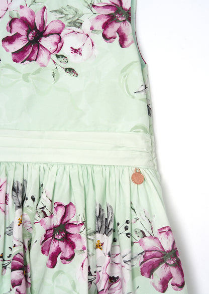 Elisa Mint Print Bow Back Dress