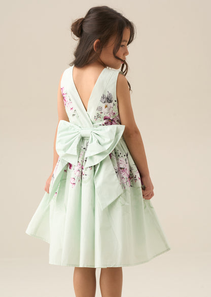 Elisa Mint Print Bow Back Dress
