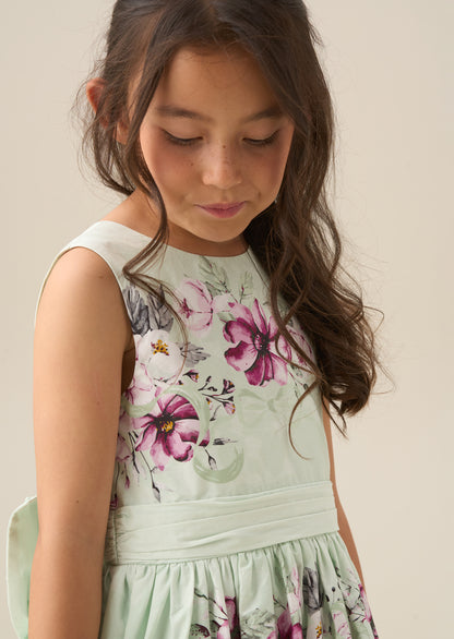 Elisa Mint Print Bow Back Dress