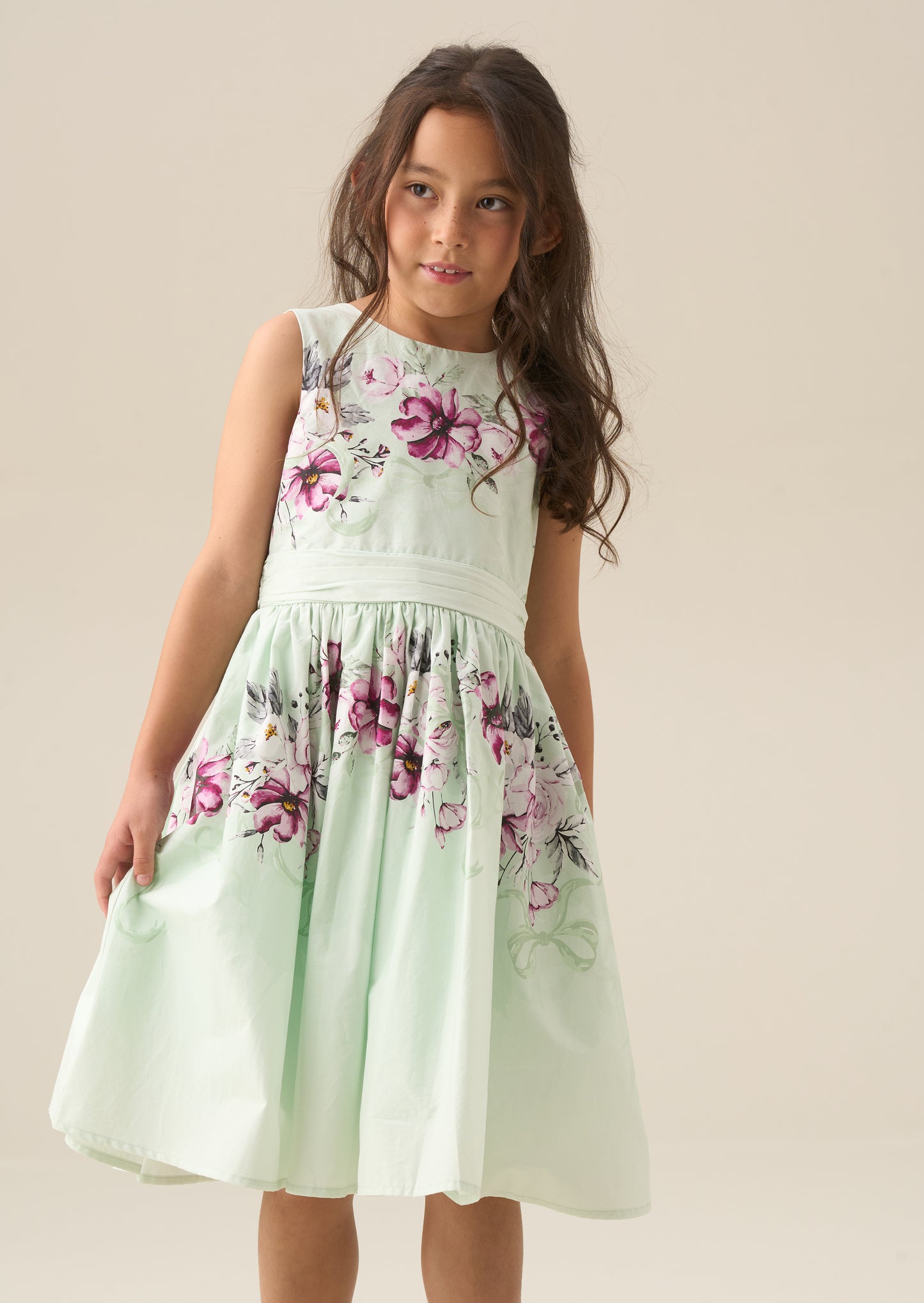 Elisa Mint Print Bow Back Dress