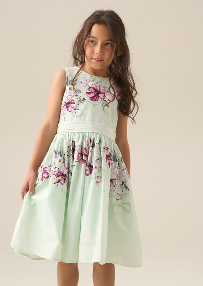 Elisa Mint Print Bow Back Dress