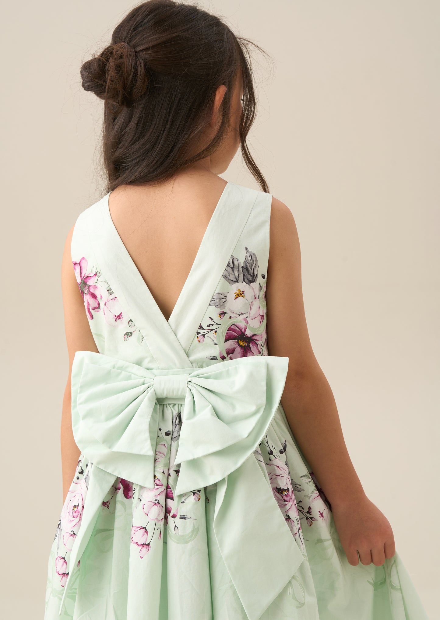 Elisa Mint Print Bow Back Dress