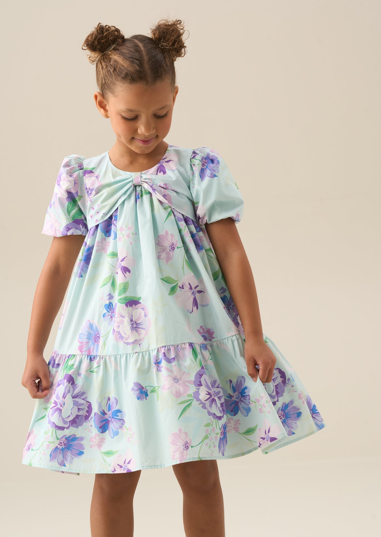 Lucia Puff Sleeve Bow Front Dress