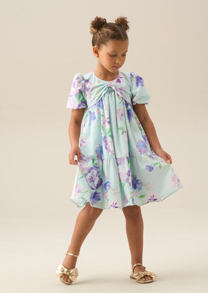 Lucia Puff Sleeve Bow Front Dress