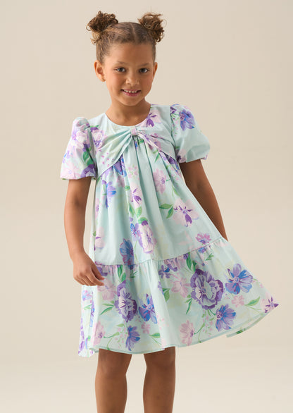Lucia Puff Sleeve Bow Front Dress