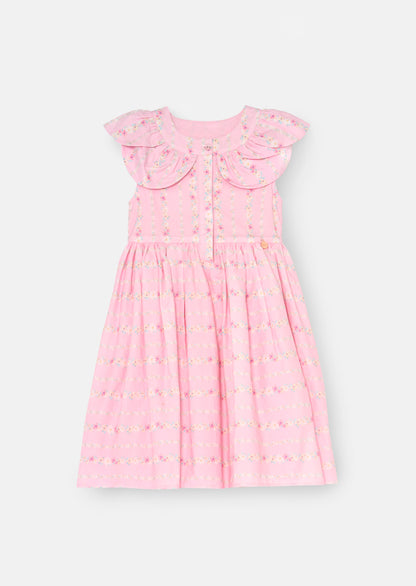 Ellery Floral Stripe Petal Collar Dress