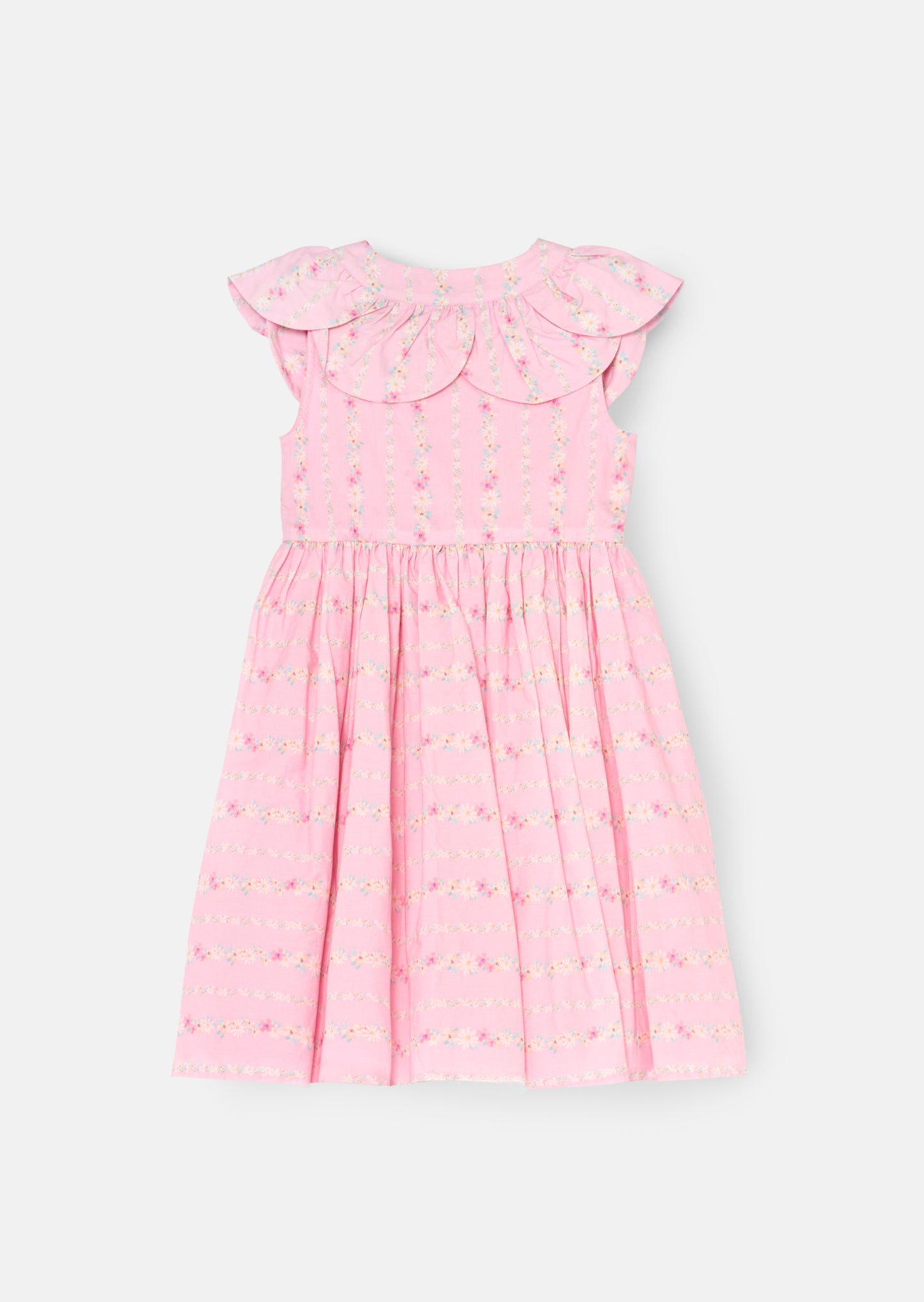 Ellery Floral Stripe Petal Collar Dress