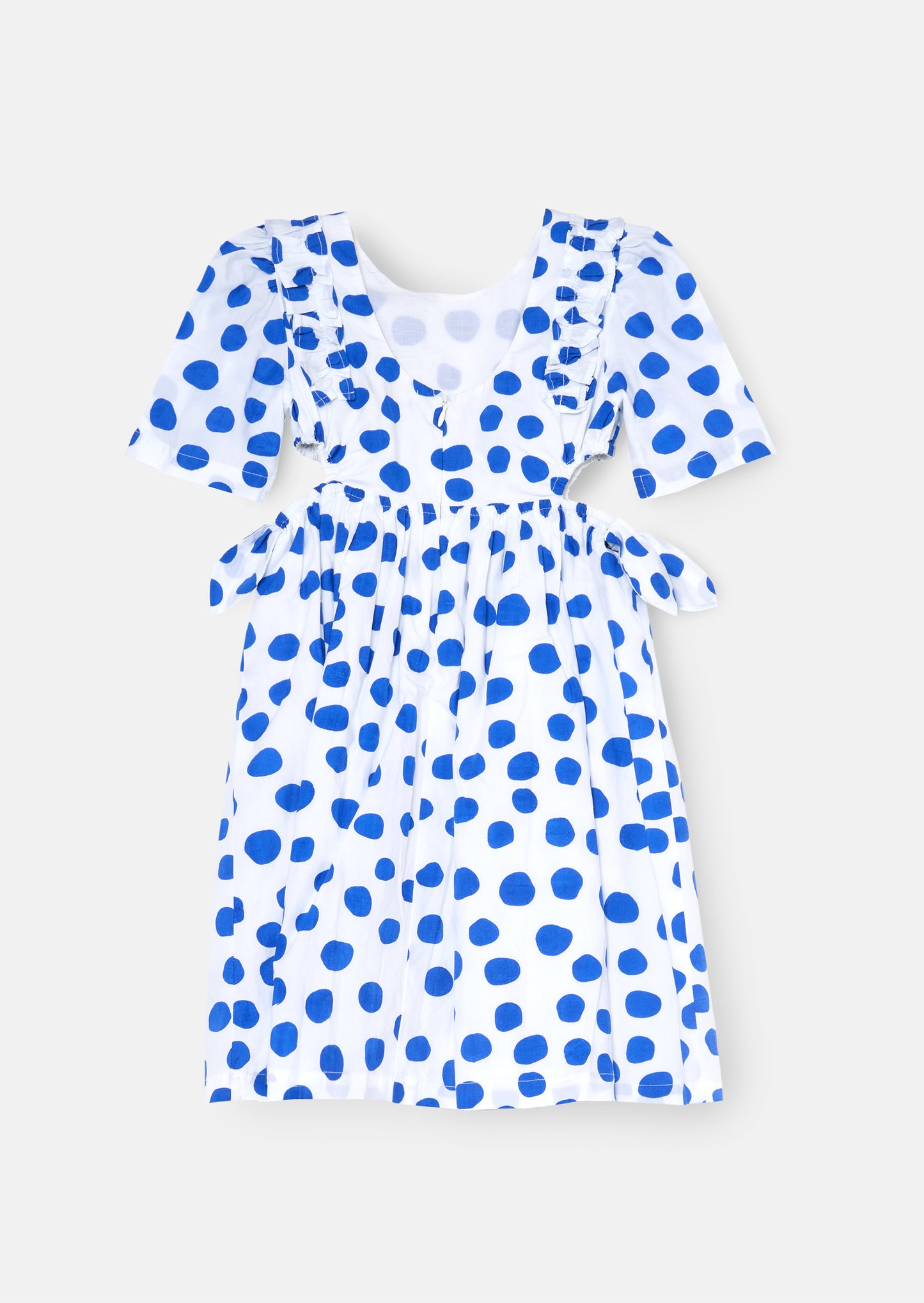 Amara Blue Puff Sleeve Spot Dress