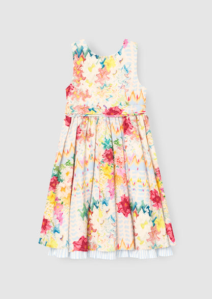 Seren Print Stripe Sash Waist Dress