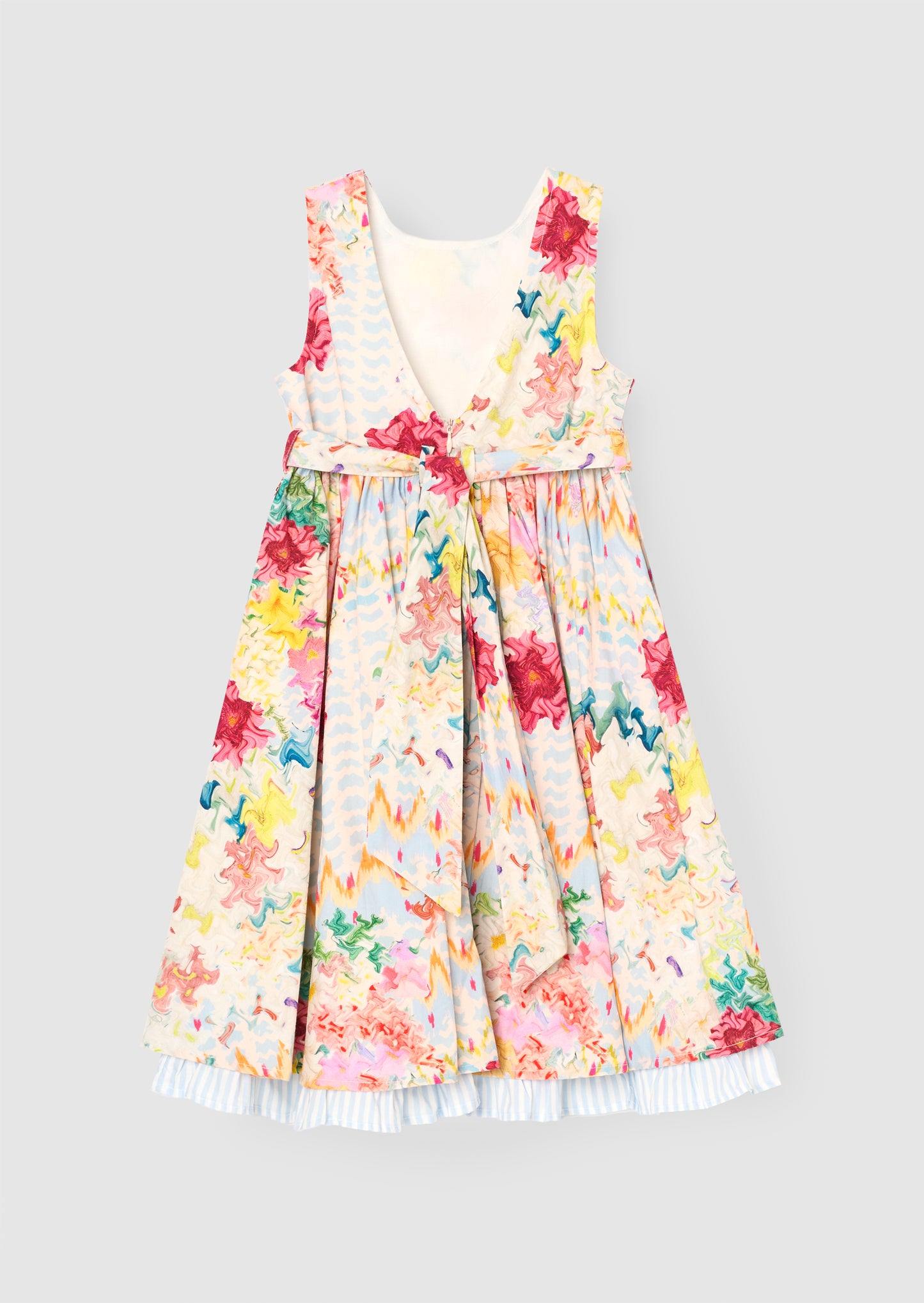 Seren Print Stripe Sash Waist Dress