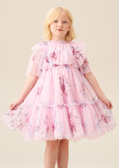 Rosa Pink Floral Mesh Dress