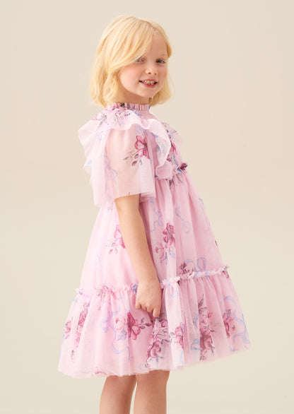 Rosa Pink Floral Mesh Dress