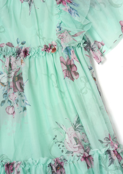 Rosa Mint Floral Mesh Dress