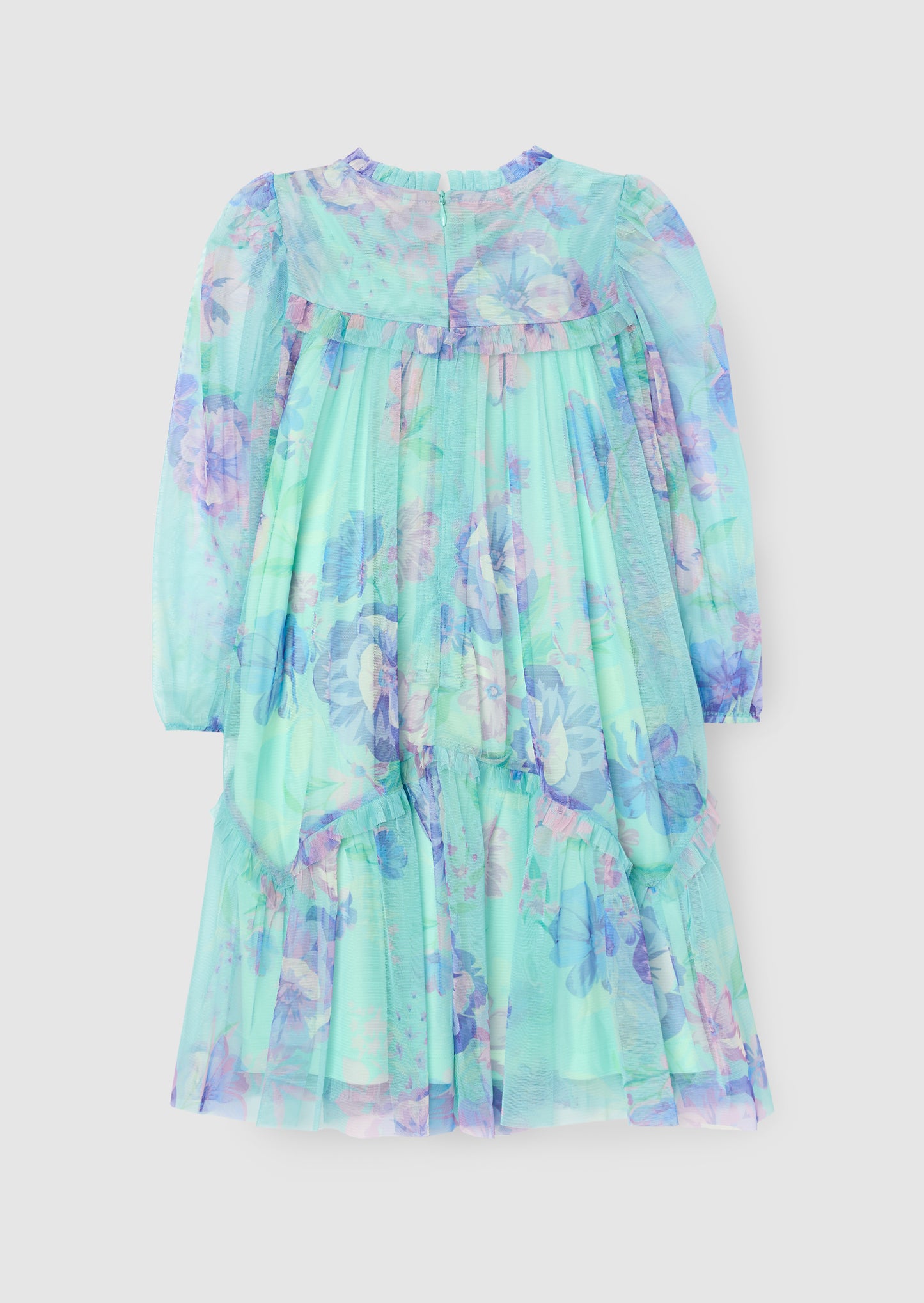 Beatrice Mint Mesh Frill Daisy Print Dress