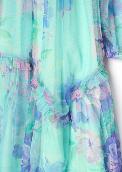 Beatrice Mint Mesh Frill Daisy Print Dress