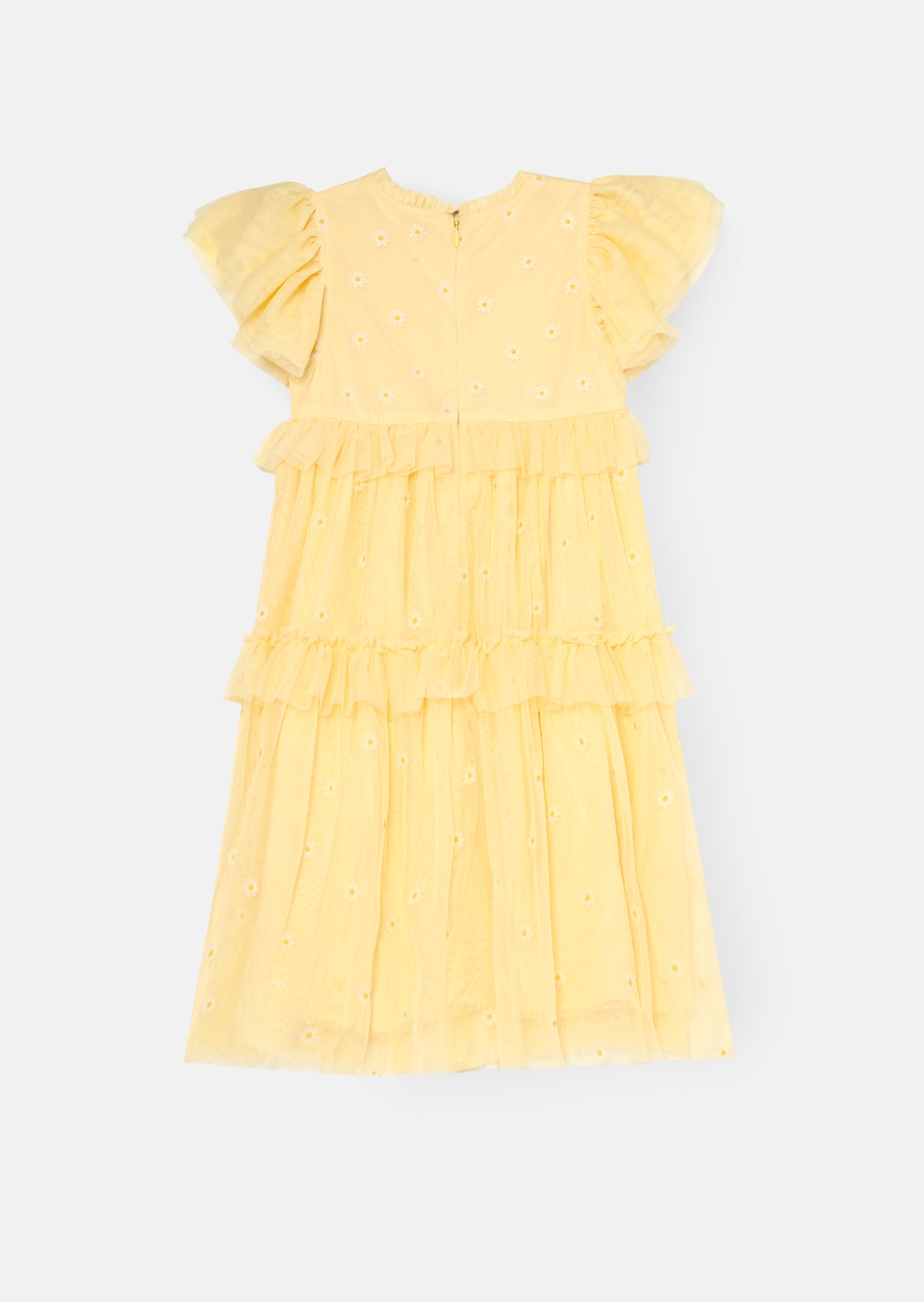 Luisa Yellow Embroidered Mesh Dress