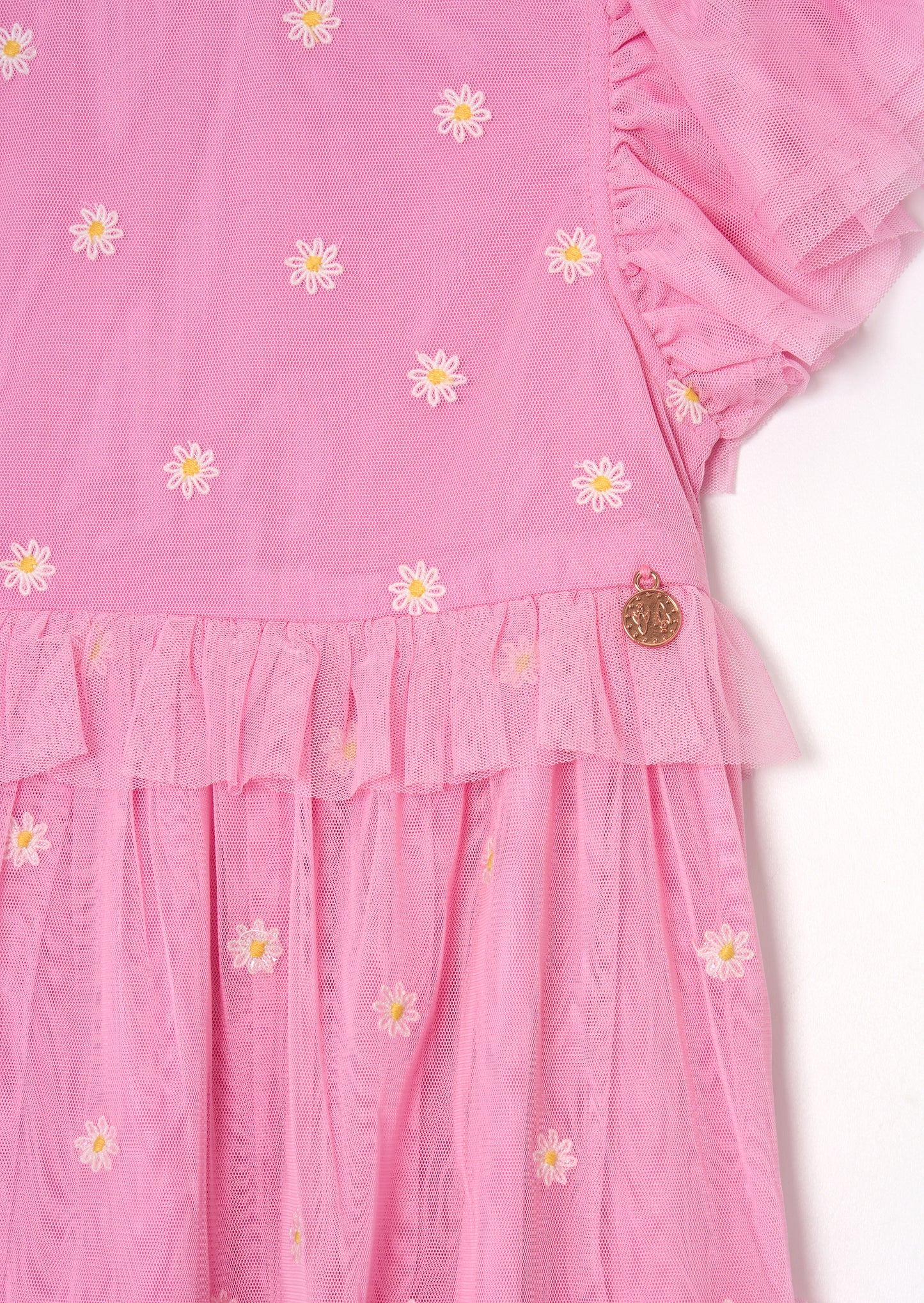 Luisa Pink Embroidered Mesh Dress