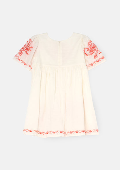 Reyna Ivory Embroidered Swing Dress