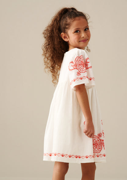 Reyna Ivory Embroidered Swing Dress
