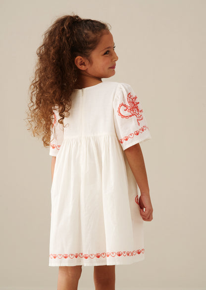 Reyna Ivory Embroidered Swing Dress