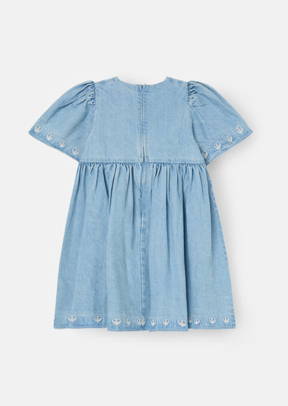 Reyna Denim Embroidered Swing Dress