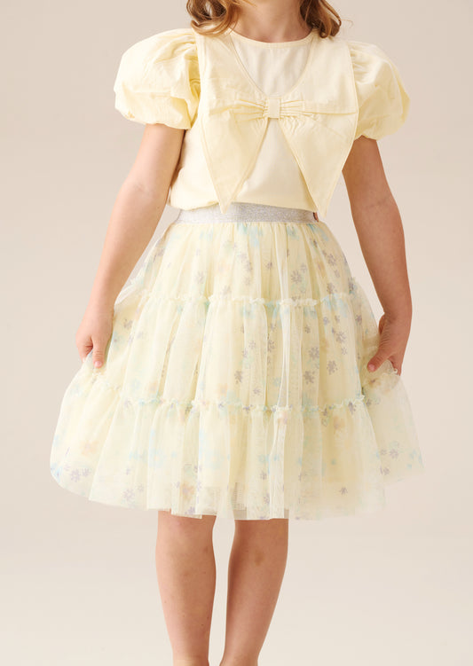 Mae Floral Print Mesh Skirt
