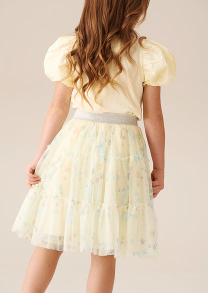 Mae Floral Print Mesh Skirt