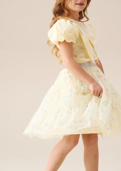 Mae Floral Print Mesh Skirt