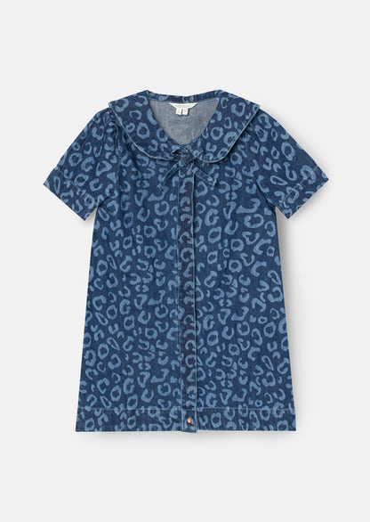 Saoirse Leopard Denim Collared Dress
