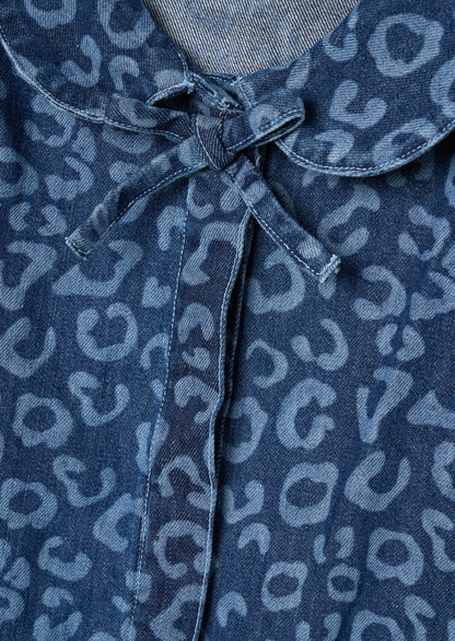 Saoirse Leopard Denim Collared Dress