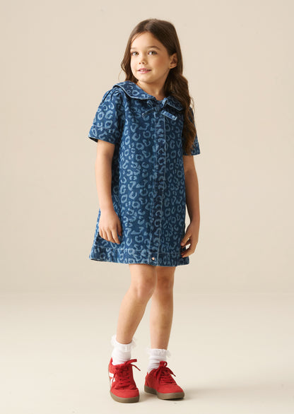 Saoirse Leopard Denim Collared Dress
