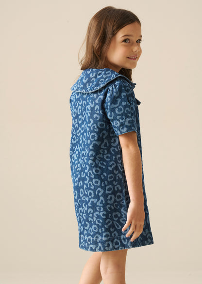 Saoirse Leopard Denim Collared Dress