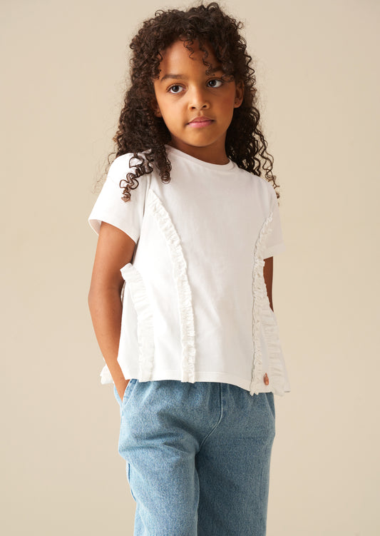 Pippa Woven Peplum Ruffle T Shirt