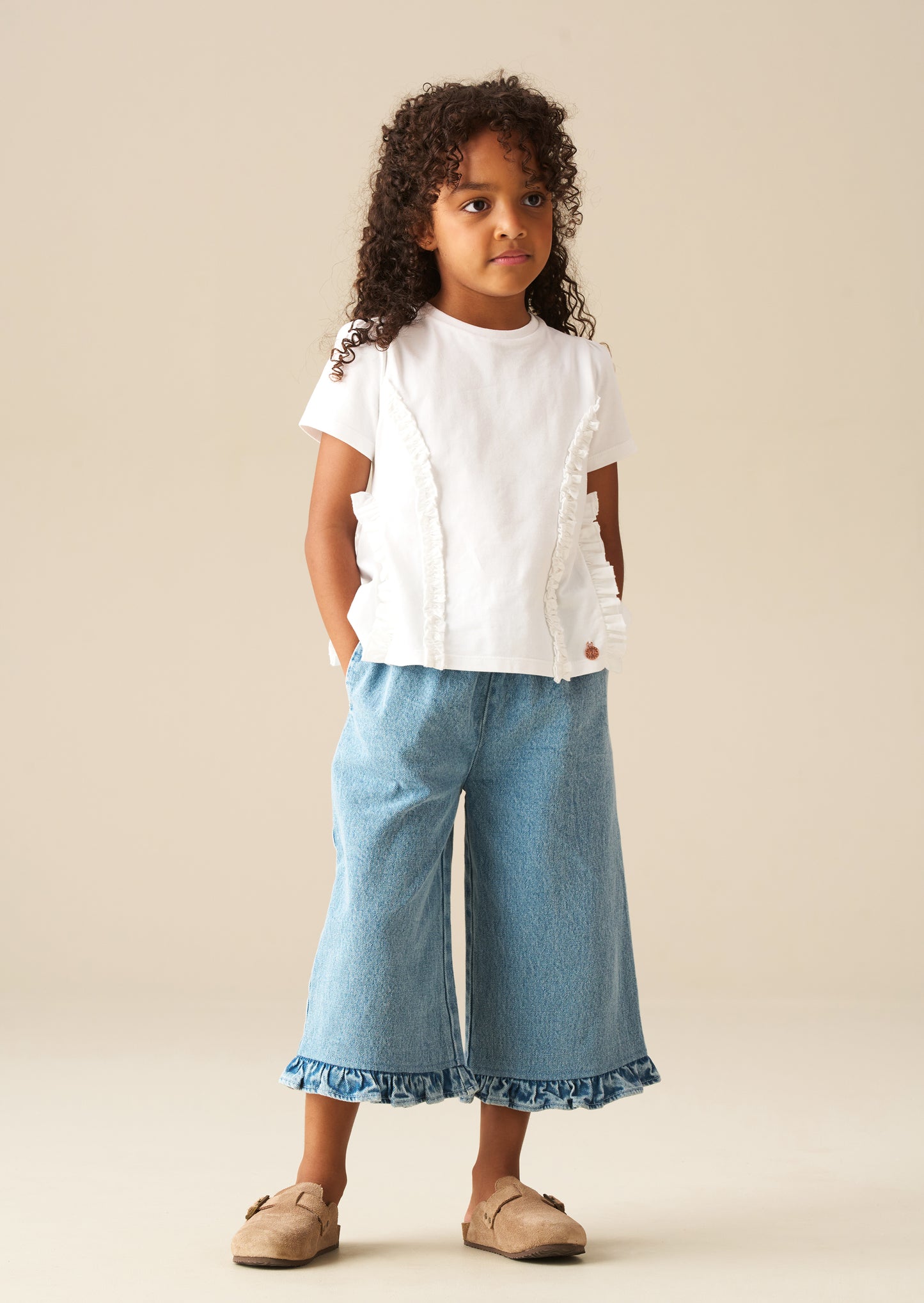 Pippa Woven Peplum Ruffle T Shirt
