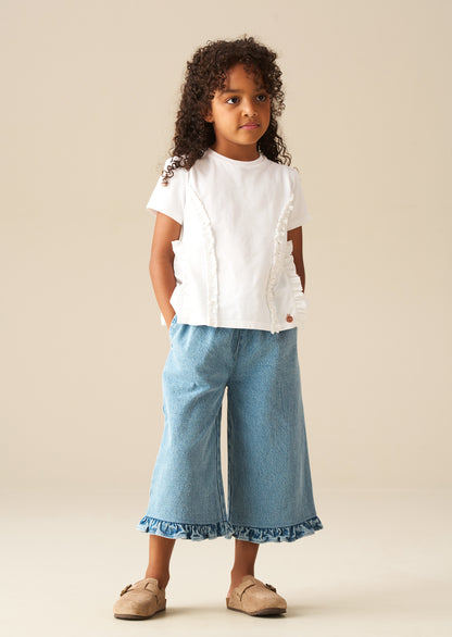 Pippa Woven Peplum Ruffle T Shirt