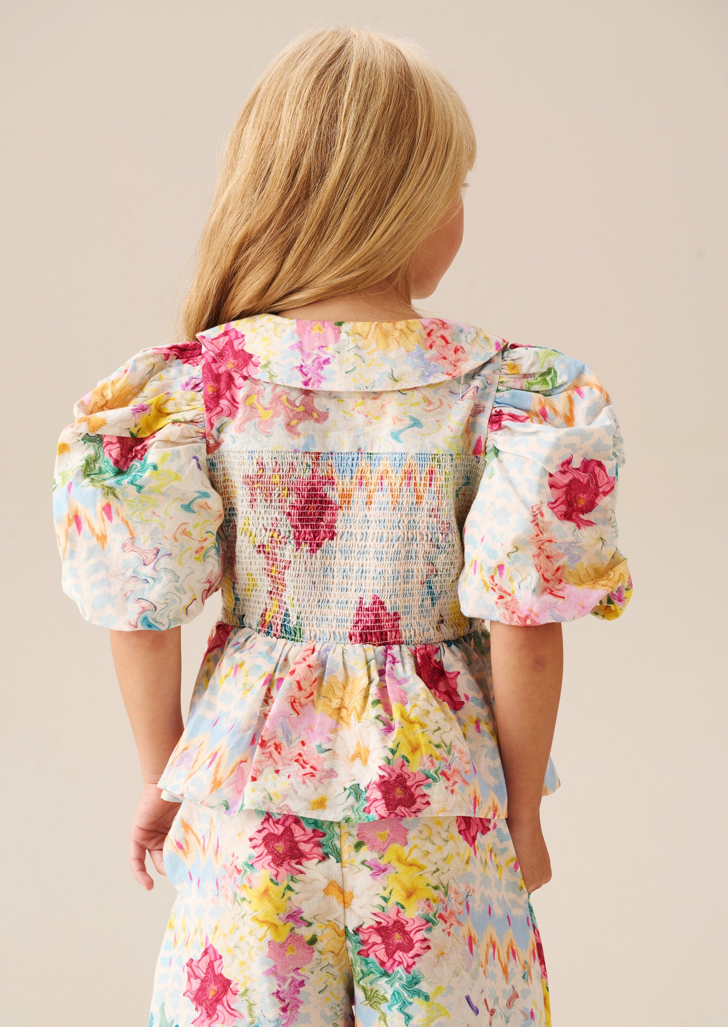 Orla Multi Peter Pan Collar Shirred Blouse