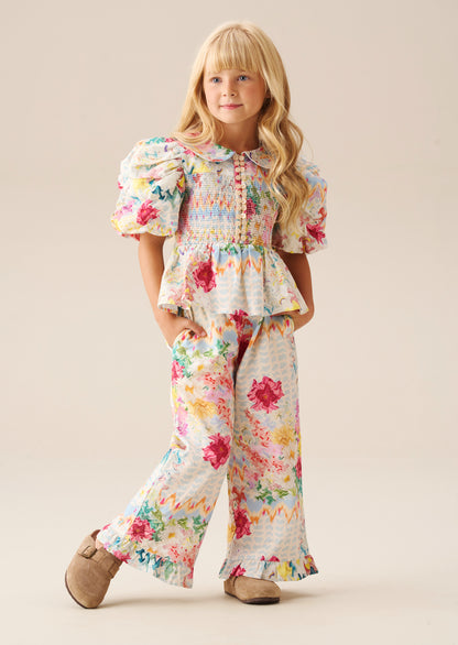 Orla Multi Print Frill Hem Trousers