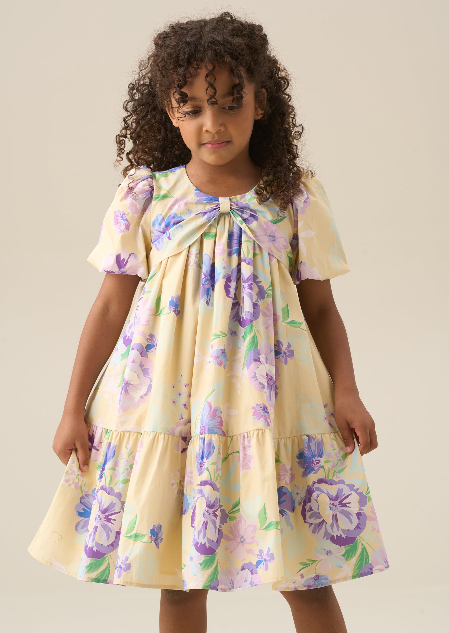 Lucia Floral Print Puff Sleeve Dress