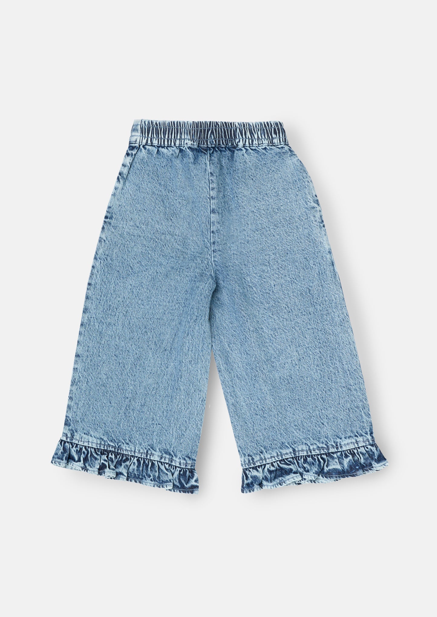 Orla Blue Denim Frill Hem Trousers