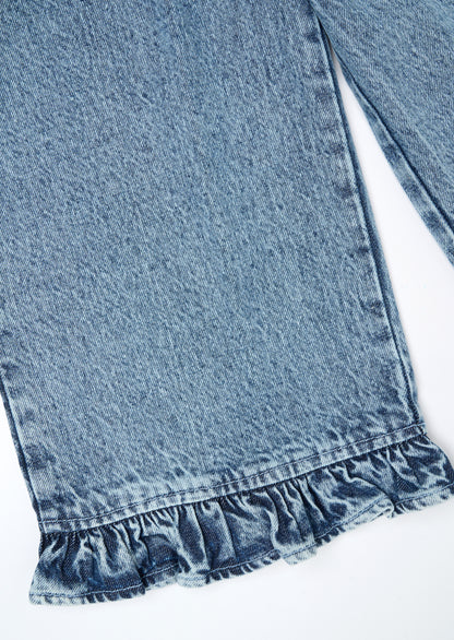 Orla Blue Denim Frill Hem Trousers