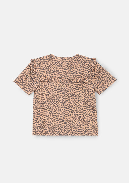 Erika Leopard Collared Tie Blouse