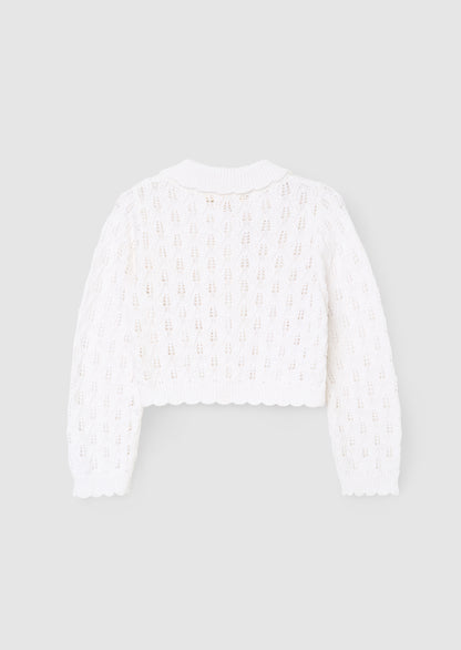 Jessica Collar Crochet Knit Cardigan